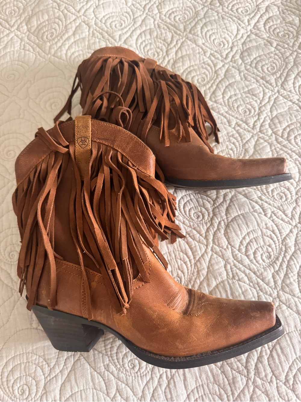 Ariat Brown Fringe Western Ankle Boots